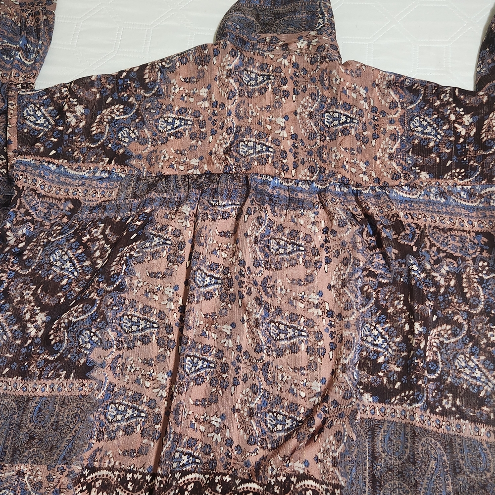 Zara Patchwork Paisley Print Shirt Oversized Bohemian-inspired Lightweight Sheer - Picture 10 of 16